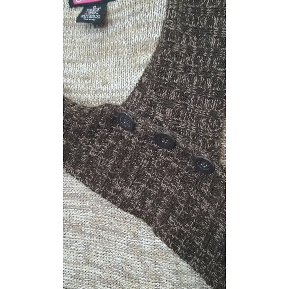 Say What Women's Sweater Dress M Brown Ombre Long Sleeve Shawl Collar - Picture 4 of 6